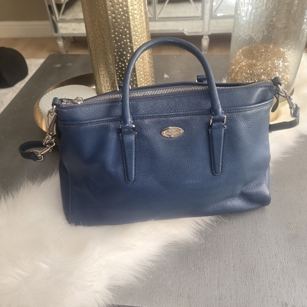 Coach Cerulean Blue Leather tote satchel